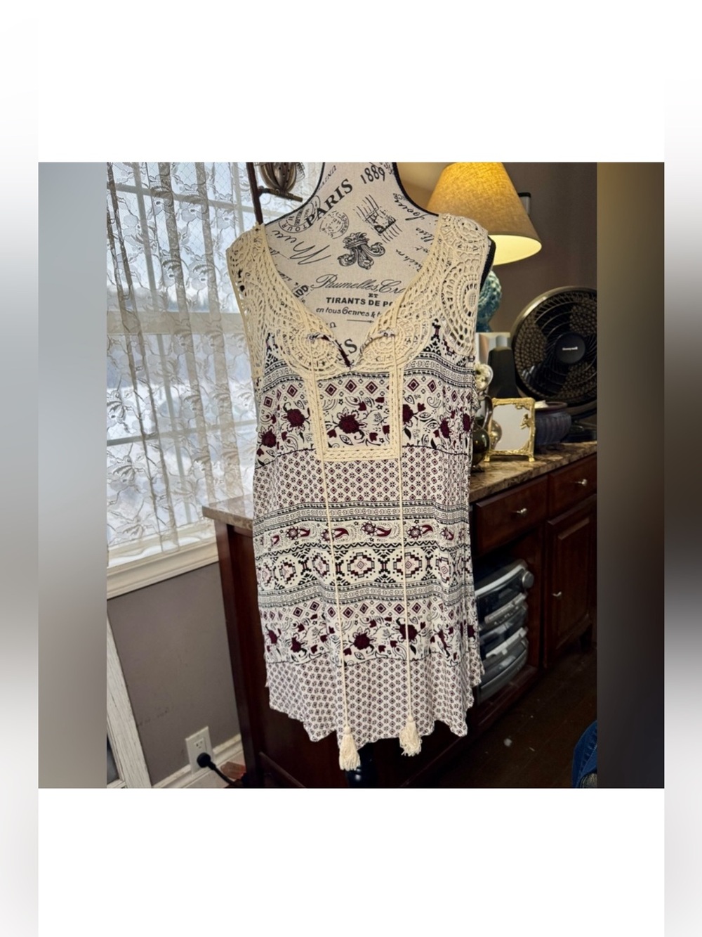 Ricki’s Tank Top w/ Crocheted Bib Collar Size XL